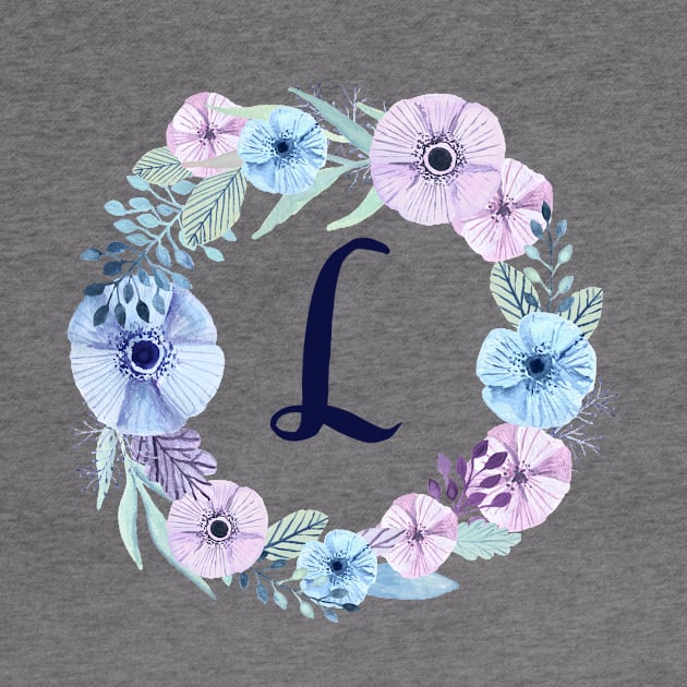 Floral Monogram L Icy Winter Blossoms by floralmonogram